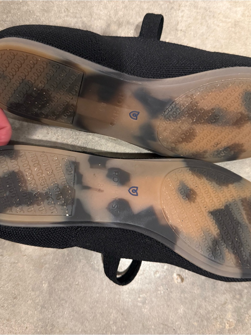 Rothy's Black Slip-On Mary Jane Flats with Blue Trim - Picture 3 of 6